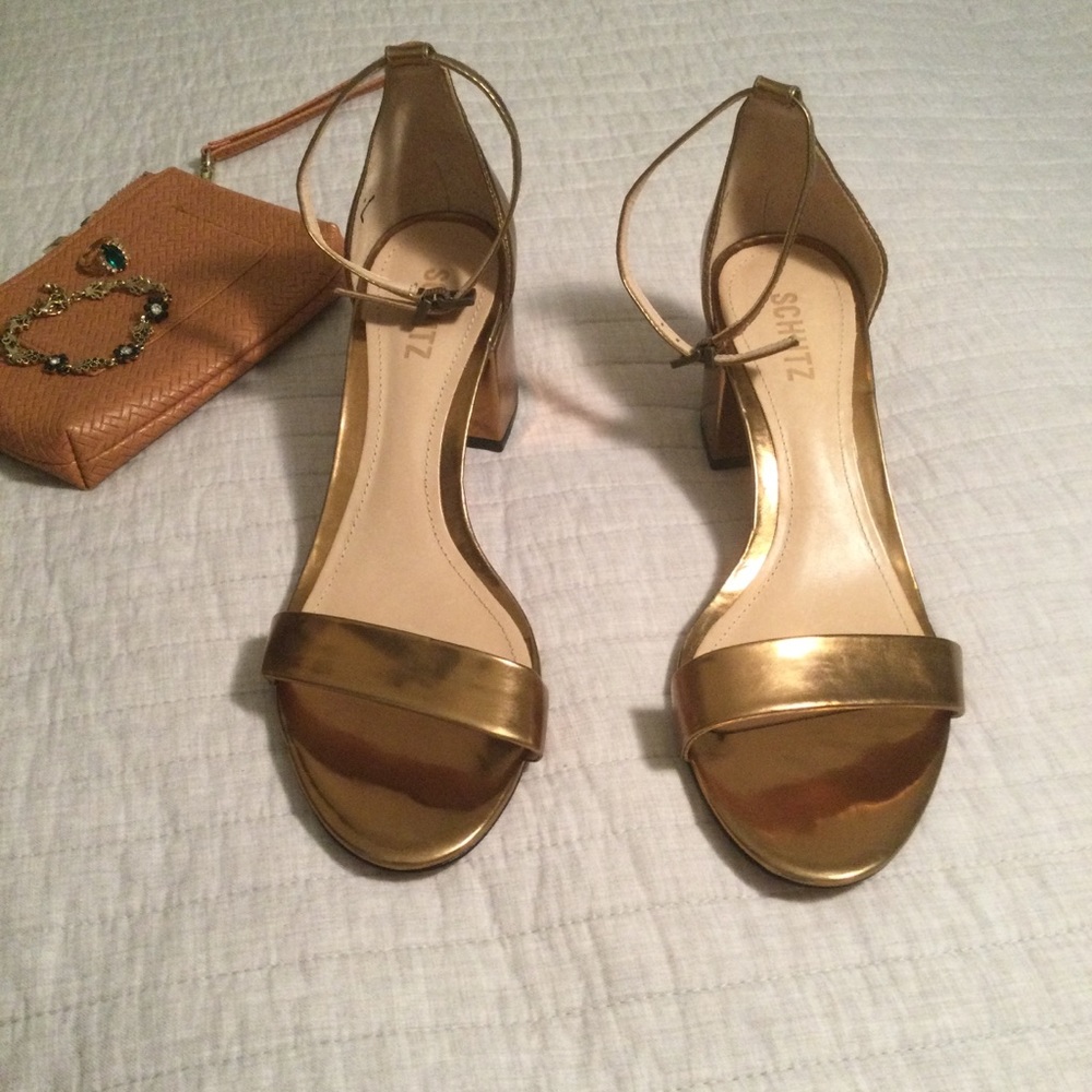 SCHUTZ Chimes bronze Block Heel Sandals 8.5 - Picture 12 of 16
